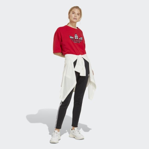 Adidas Scarlet Originals T-shirt à Motif Pied-de-poule Trèfle