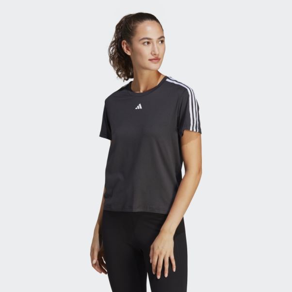T-shirt Noir Adidas Aeroready Train Essentials à 3 Bandes