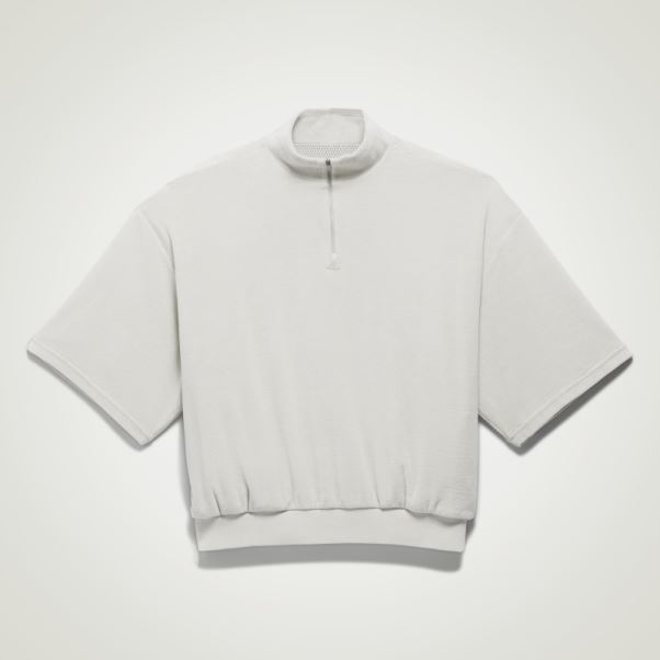 Sweat Adidas Basketball Velours 1/2 Zip Métal Gris