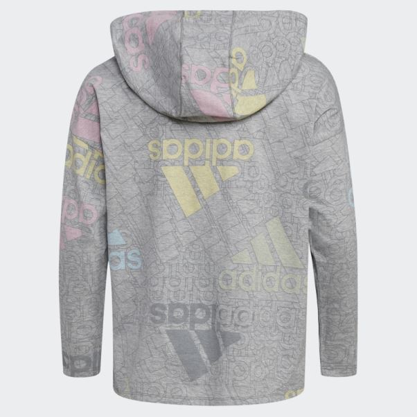 T-shirt Adidas Gris Moyen à Manches Longues Et Ourlet Incurvé