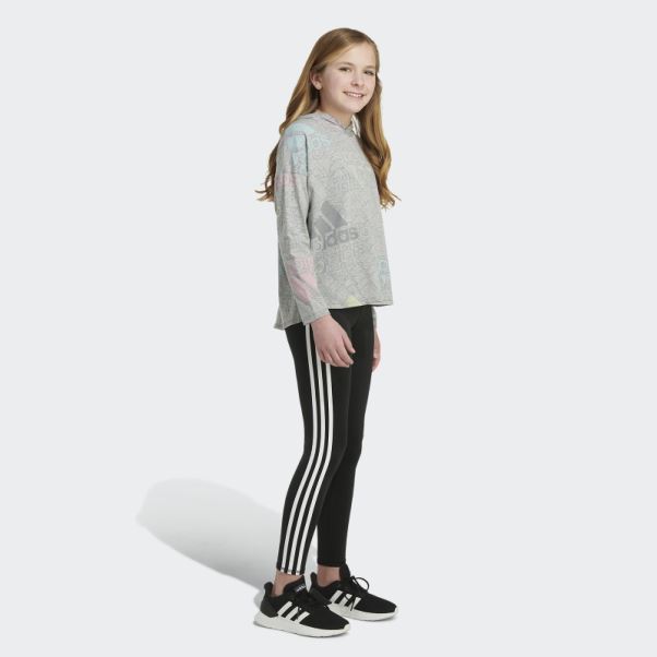 T-shirt Adidas Gris Moyen à Manches Longues Et Ourlet Incurvé