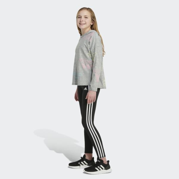 T-shirt Adidas Gris Moyen à Manches Longues Et Ourlet Incurvé