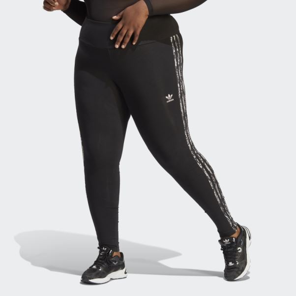Legging Imprimé 3 Bandes (grande Taille) Noir Adidas