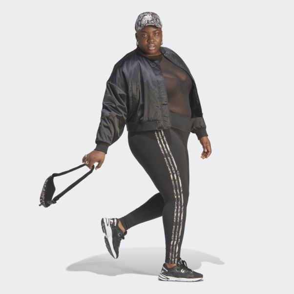Legging Imprimé 3 Bandes (grande Taille) Noir Adidas