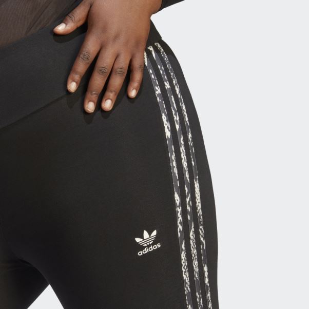 Legging Imprimé 3 Bandes (grande Taille) Noir Adidas