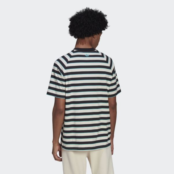 T-shirt à Poche Rayé Noir Adidas