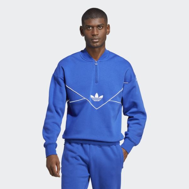 Sweat Mi-zip Adicolor Season Archive Bleu Adidas