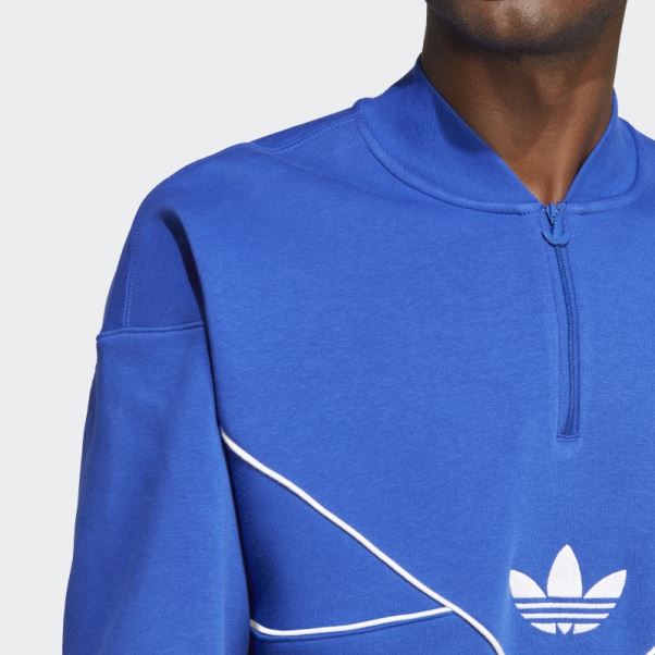 Sweat Mi-zip Adicolor Season Archive Bleu Adidas