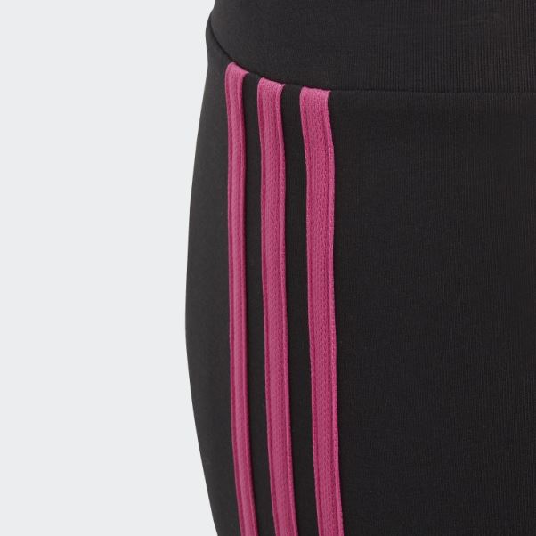 Collants Adidas Essentials 3 Bandes En Coton Fuchsia