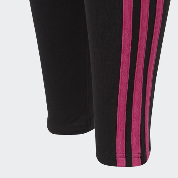 Collants Adidas Essentials 3 Bandes En Coton Fuchsia