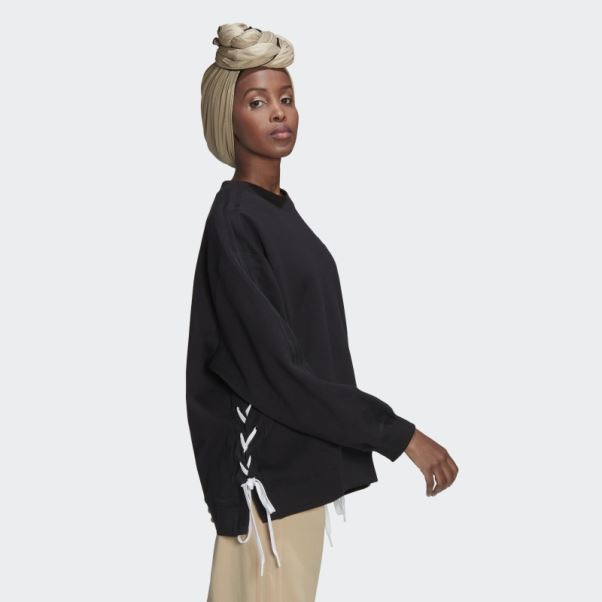 Sweat Ras Du Cou à Lacets Always Original Noir Adidas