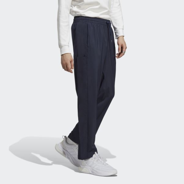 Aeroready Essentials Stanford Pantalon à Petit Logo Brodé à Ourlet Ouvert Adidas Ink