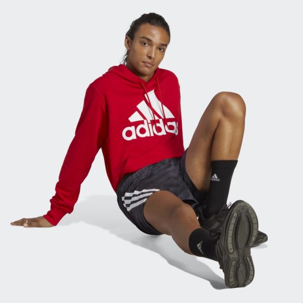 Sweat à Capuche Essentials French Terry Gros Logo écarlate Adidas