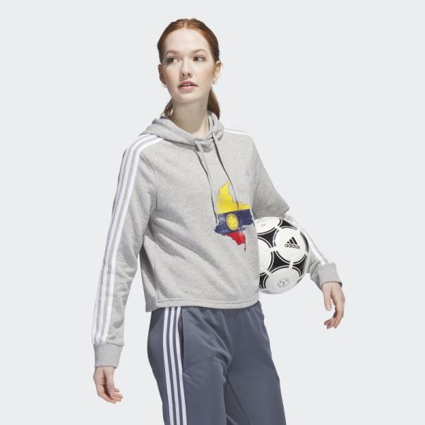 Colombie Sweat à Capuche Court Adidas Gris