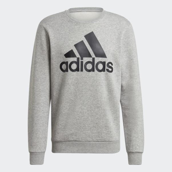 Sweat Gris Moyen Essentials Gros Logo Adidas