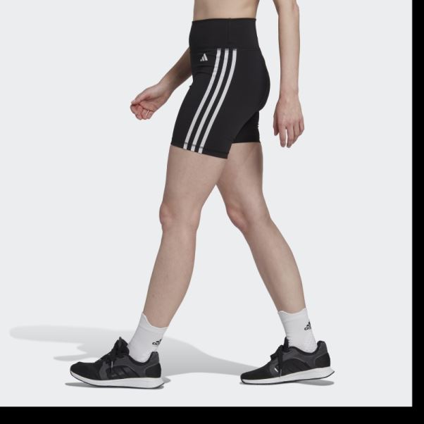 Adidas Training Essentials 3-stripes Legging Court Taille Haute élégant Noir