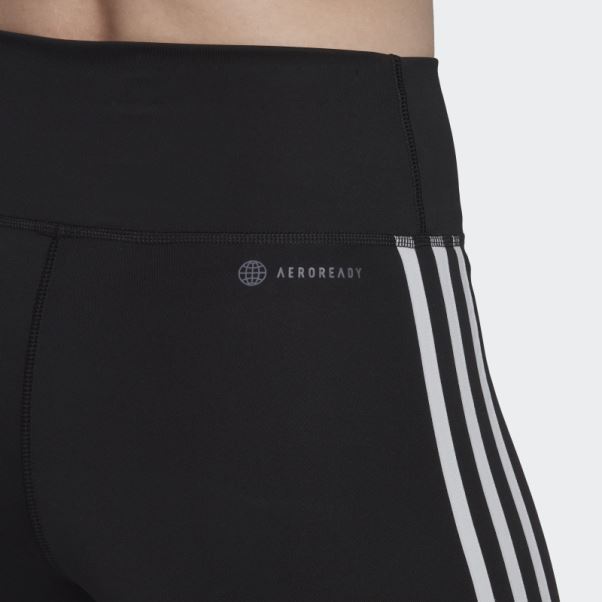 Adidas Training Essentials 3-stripes Legging Court Taille Haute élégant Noir