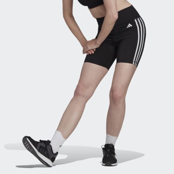 Legging Court Taille Haute 3 Bandes Training Essentials Noir Adidas