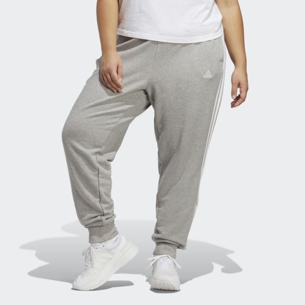 Pantalon à Revers En Molleton à 3 Bandes Essentials Gris Moyen (taille Plus) Adidas