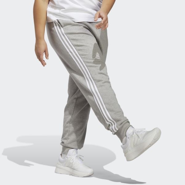 Pantalon à Revers En Molleton à 3 Bandes Essentials Gris Moyen (taille Plus) Adidas