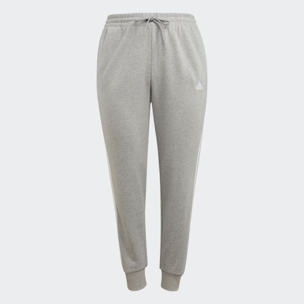 Pantalon à Revers En Molleton à 3 Bandes Essentials Gris Moyen (taille Plus) Adidas