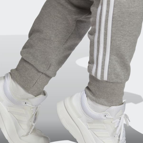 Pantalon à Revers En Molleton à 3 Bandes Essentials Gris Moyen (taille Plus) Adidas