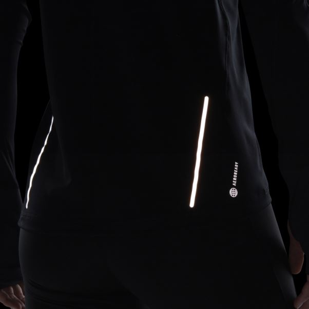 Top Noir Adidas Fast Running Demi-zip Manches Longues