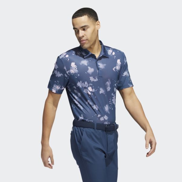 Polo Adidas Bleu Marine à Imprimé éclaboussures