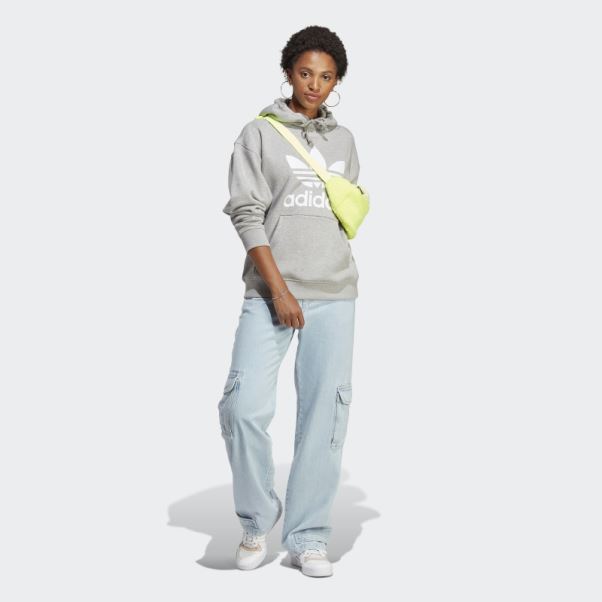 Sweat à Capuche Trèfle Gris Moyen Adidas