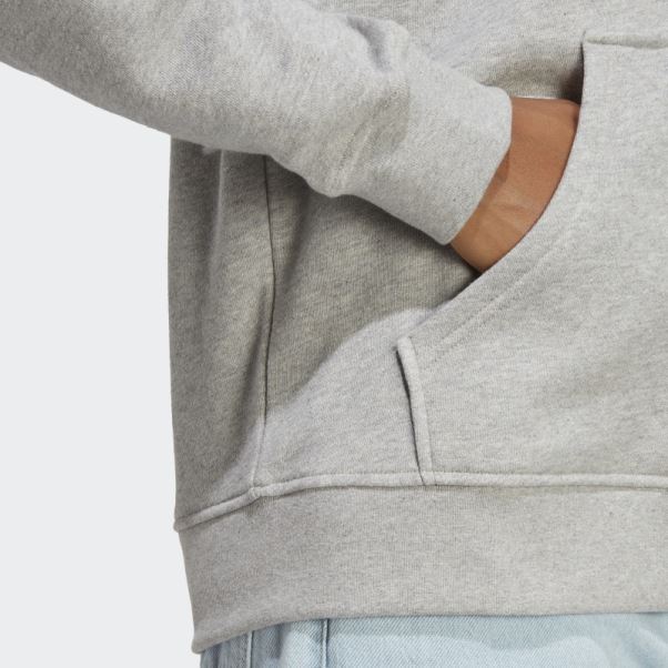 Sweat à Capuche Trèfle Gris Moyen Adidas
