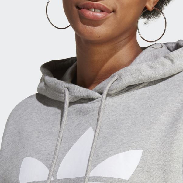 Sweat à Capuche Trèfle Gris Moyen Adidas
