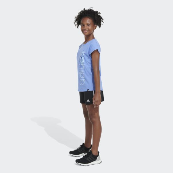 T-shirt Adidas Bleu à Mancherons