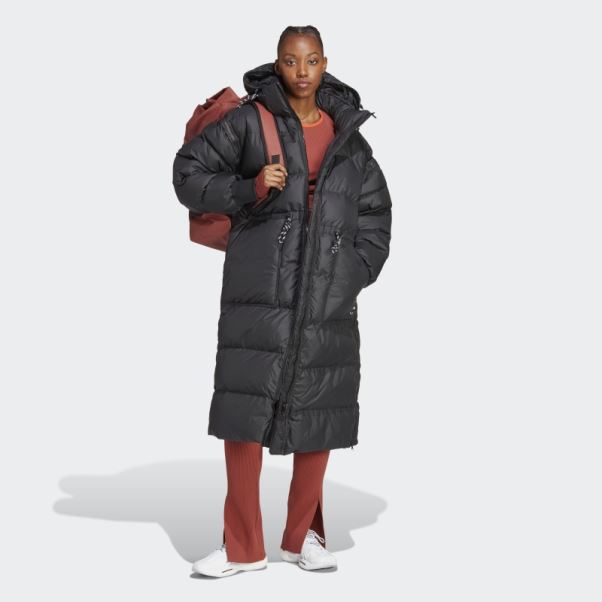Adidas By Stella Mccartney Veste D'hiver Longue Matelassée Noir