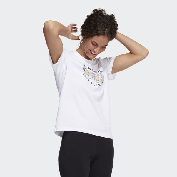 Monde De La Mode Blanche De T-shirt De Course Adidas