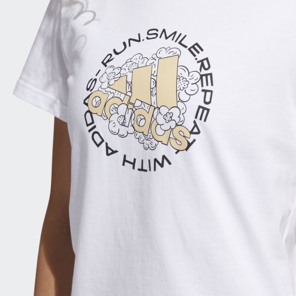 Monde De La Mode Blanche De T-shirt De Course Adidas
