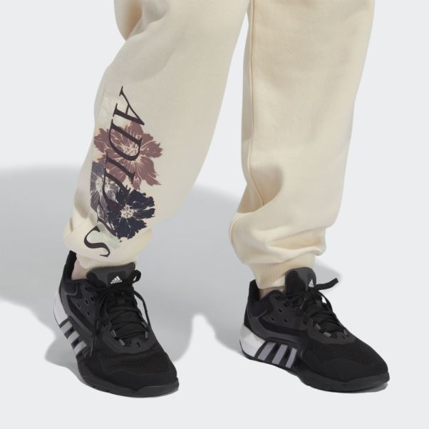 Adidas Pantalon De Jogging Imprimé Fleuri à Revers écru