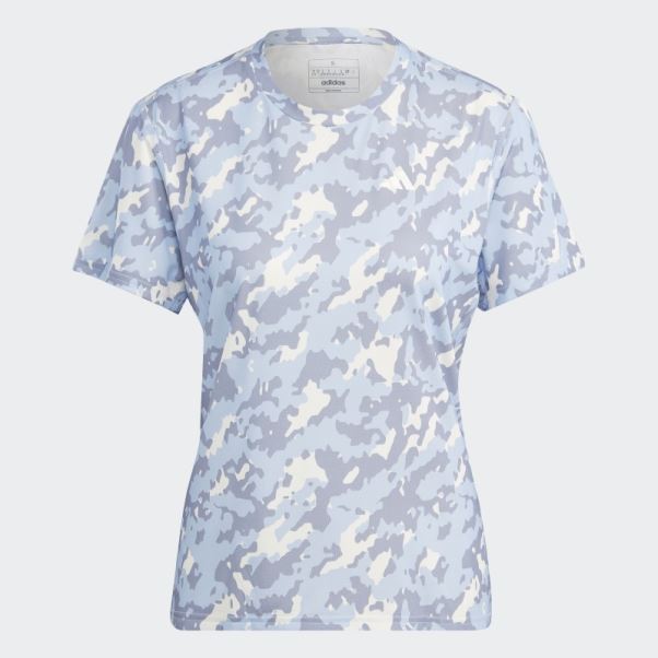 Adidas Possède Le T-shirt De Course Camo Run Bleu Aube