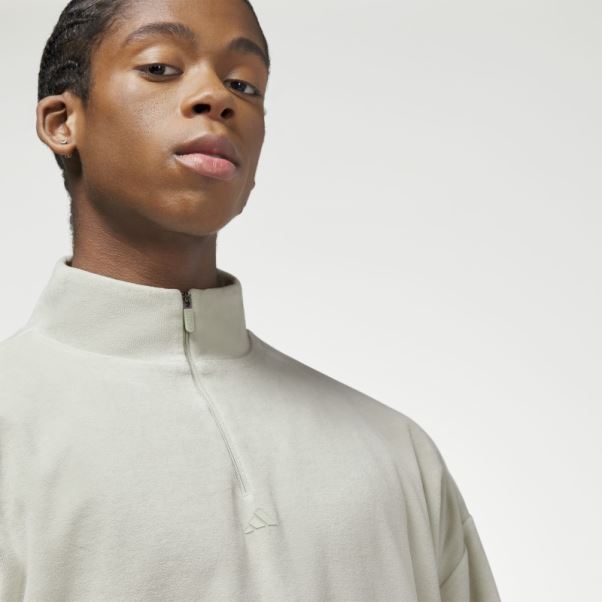 Adidas Basketball Velours 1/2 Zip Sweat Vert Mode
