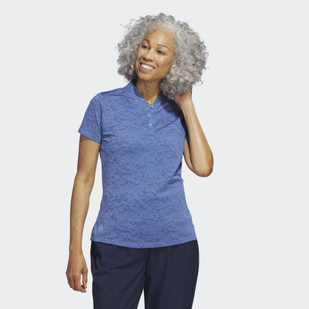 Polo De Golf Adidas Jacquard Bleu Met
