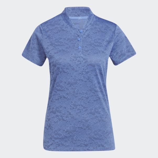 Polo De Golf Adidas Jacquard Bleu Met