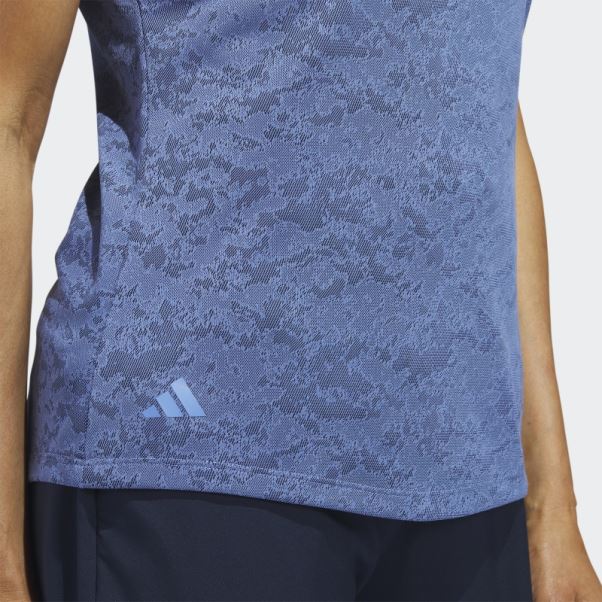 Polo De Golf Adidas Jacquard Bleu Met