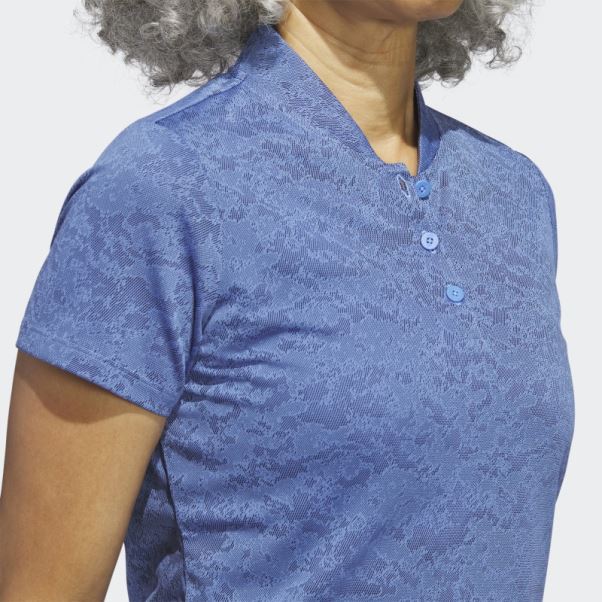 Polo De Golf Adidas Jacquard Bleu Met