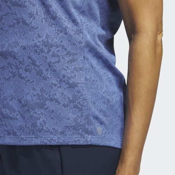Polo De Golf Adidas Jacquard Bleu Met