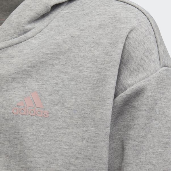 Sweat à Capuche Zippé 3 Bandes Gris Moyen Adidas