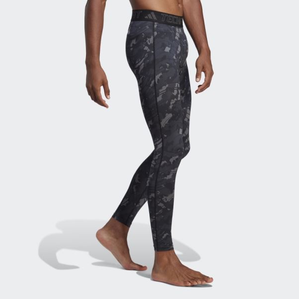 Collant D'entrainement Noir Techfit Imprimé Allover Adidas