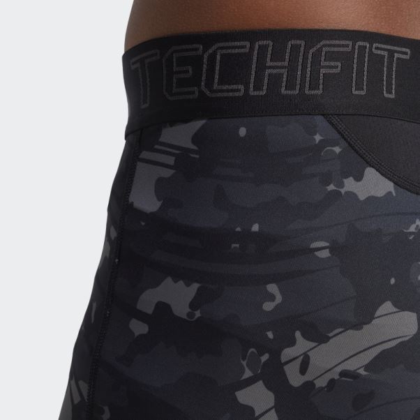 Collant D'entrainement Noir Techfit Imprimé Allover Adidas