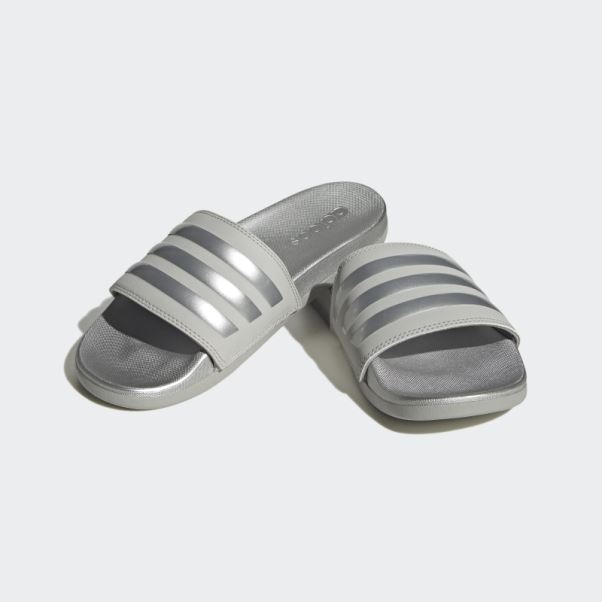 Claquettes Adidas Adilette Confort Argentées