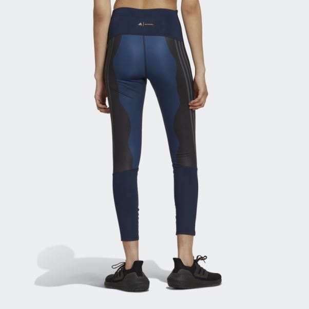 Adidas Marimekko Run Icons 3-stripes 7/8 Legging De Course Bleu Marine