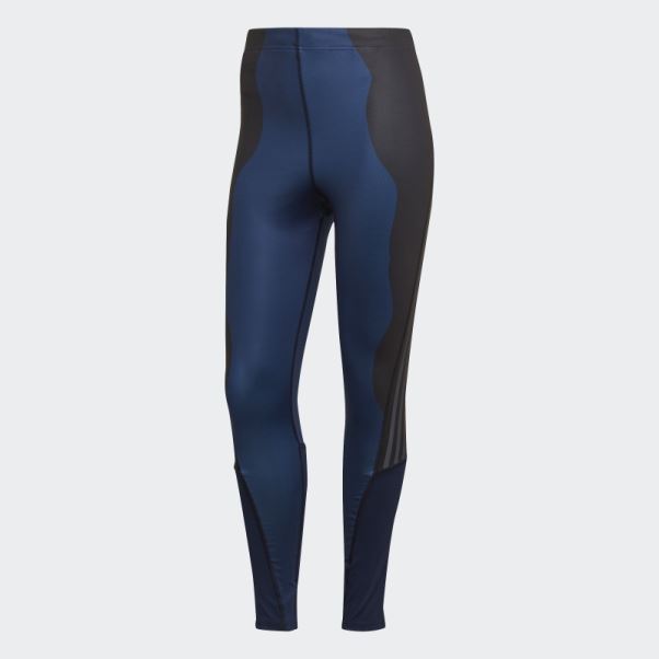 Adidas Marimekko Run Icons 3-stripes 7/8 Legging De Course Bleu Marine