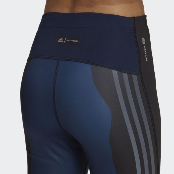 Adidas Marimekko Run Icons 3-stripes 7/8 Legging De Course Bleu Marine